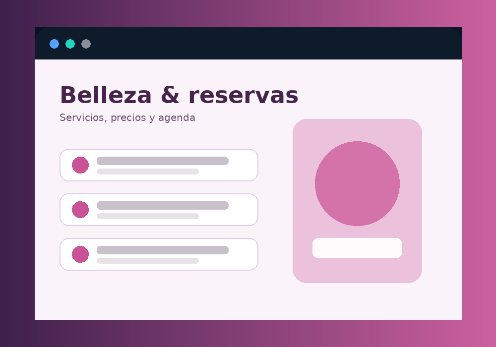 Diseño de página para belleza y reservas