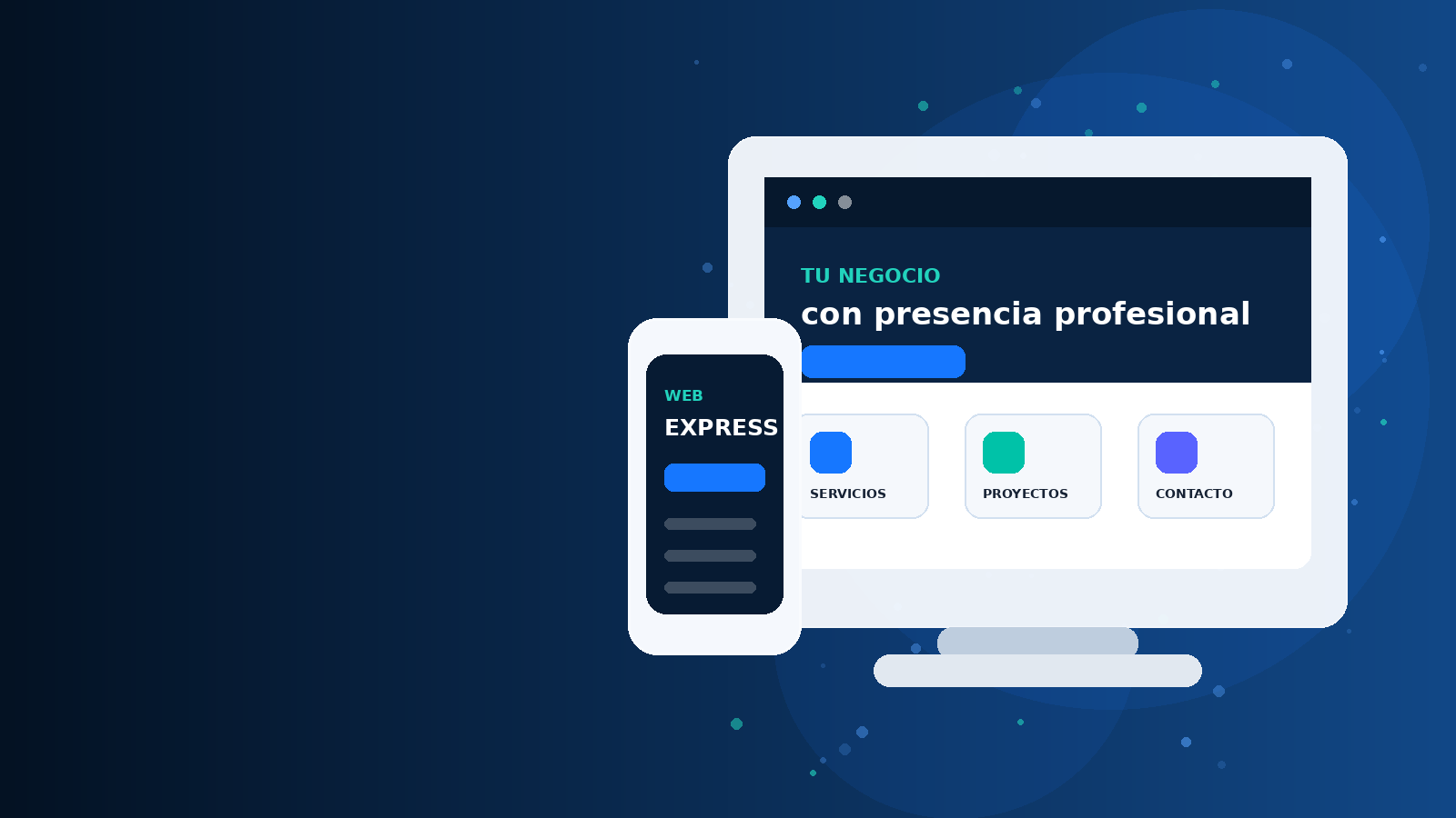 Página web profesional mostrada en computador y celular